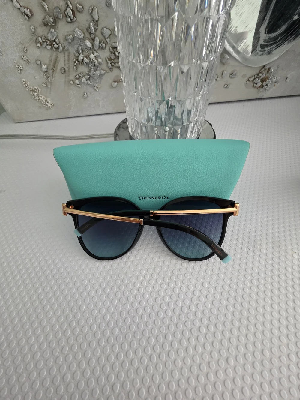 Tiffany & Co. Black Frame Sunglasses with Blue Gradient Lenses